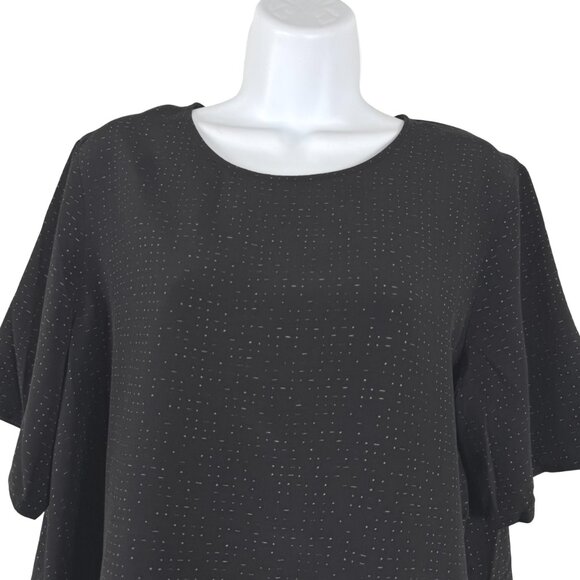 Eileen Fisher Top 14 Petite Black Printed Short Sleeve Tencel Blend TP-3313 - Picture 3 of 9